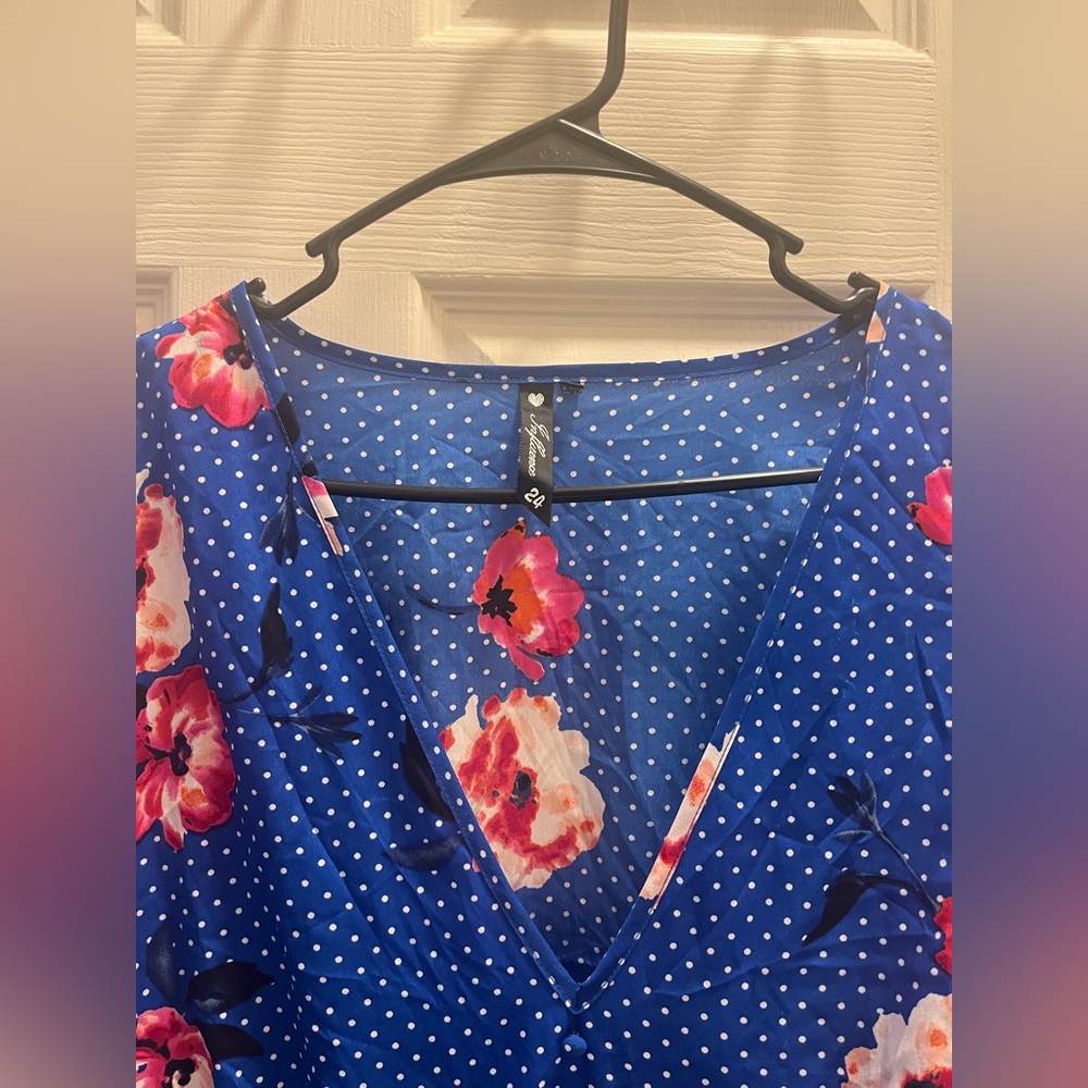 Influence Plus Button Down Blouse Bodysuit In Flo… - image 4